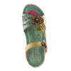 Image of L'Artiste by Spring Step Script Floral Leather Backstrap Wedge Heel Sandal - Mint Green/Multicolor