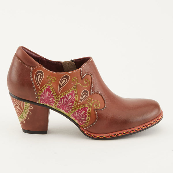 L'Artiste by Spring Step Zami Embroidered Shootie - Brown *Take an EXTRA 25% Off*