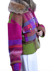 Image of La Fiorentina Plaid Wool Jacket with Faux Fur Collar - Fuchsia/Camel