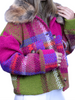 Image of La Fiorentina Plaid Wool Jacket with Faux Fur Collar - Fuchsia/Camel