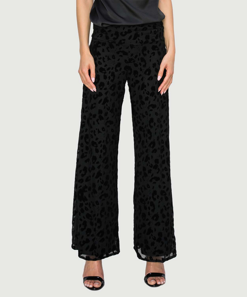 Last Tango Leopard Burnout Wide Leg Pant - Leopard