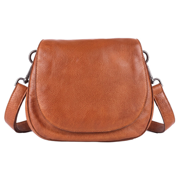 Latico Leathers Ridge Stain-Washed Leather Crossbody Bag - Cognac