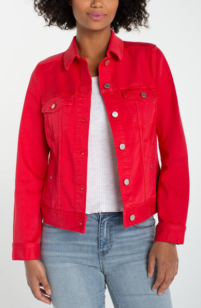 Liverpool Classic Jean Jacket - Cherry Rose Red