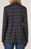 Image of Liverpool Open Front Plaid Print Boyfriend Blazer - Navy/Tan