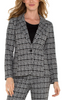 Image of Liverpool Plaid Print Fitted Blazer - Black/Grey Plaid