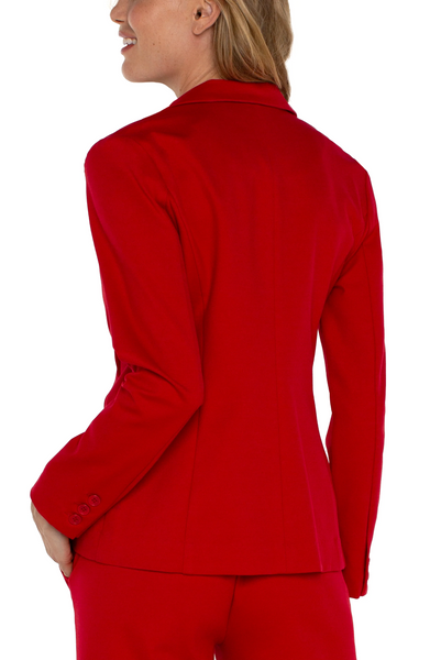 Liverpool Single Button Closure Fitted Blazer - Tango Red