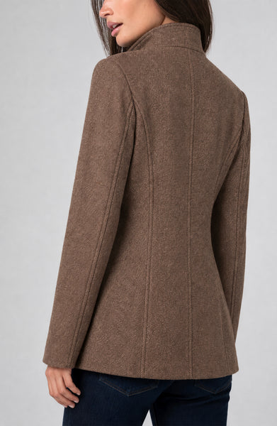 Liverpool Funnel Neck Button Front Field Jacket - Chestnut Brown