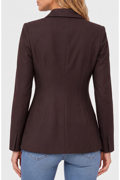 Liverpool Single Button Front Closure Fit & Flare Blazer - Brown Truffle
