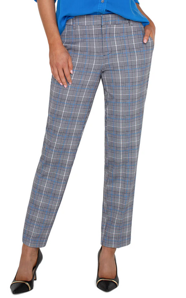 Liverpool Glen Plaid Print Kelsey Trouser - Blue Topaz Plaid