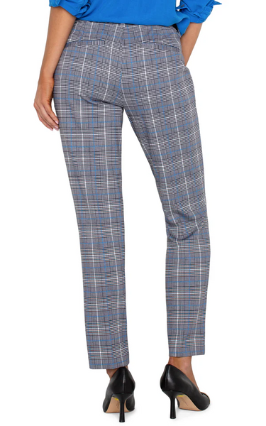 Liverpool Glen Plaid Print Kelsey Trouser - Blue Topaz Plaid