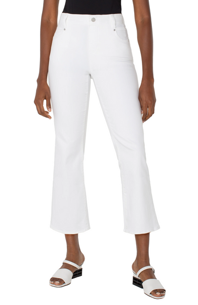 Liverpool Tulip Hem Gia Glider Crop Flare - Bright White