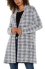 Image of Liverpool Open Front Plaid Coatigan - Grey/White Plaid