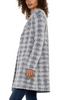 Image of Liverpool Open Front Plaid Coatigan - Grey/White Plaid