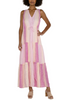 Image of Liverpool Sleeveless Striped Tiered Maxi Dress - Lavender/Multicolor
