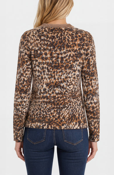 Liverpool Long Sleeve Plush Jacquard Knit Pull-Over Sweater - Java Multicolor