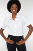 Image of Liverpool Snap Front Closure Puff Sleeve Shirt - White