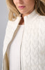 Image of Liverpool Reversible Zip Front Closure Quilted Cable Knit Sweater Vest - Cream