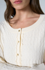 Image of Liverpool Button Front Closure Ruffle Detail Long Sleeve Cardigan Sweater - Cream