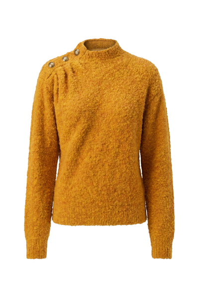 Liverpool Mock Neck Shoulder Button Pull-Over Long Sleeve Sweater - Gold