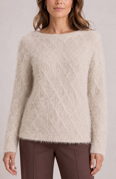 Liverpool Long Sleeve Boat Neck Sweater - Light Camel Metallic