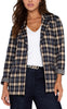 Image of Liverpool Open Front Boyfriend Blazer - Dark Navy Tartan Plaid