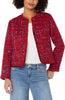 Image of Liverpool Collarless Jacket with Frayed Edges - Red Multi Bouclé
