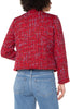 Image of Liverpool Collarless Jacket with Frayed Edges - Red Multi Bouclé