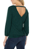 Image of Liverpool Scoop Neck 3/4 Sleeve Twist Back Knit Top - Deep Emerald Green