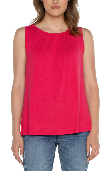 Liverpool A-line Sleeveless Knit Top - Pink Punch