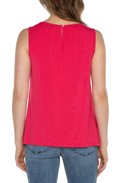 Liverpool A-line Sleeveless Knit Top - Pink Punch