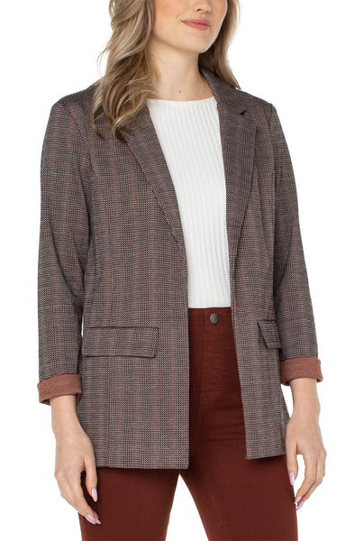 Liverpool Jacquard Stripe Boyfriend Blazer - Black/Brick