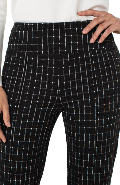 Liverpool Pearl Pintuck Flare Windowpane Check Pant - Black/White