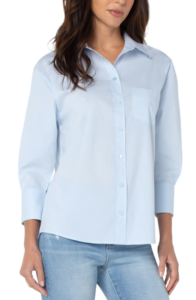 Liverpool Oversized Classic Button Down Shirt - Sky Blue