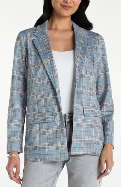 Liverpool Boyfriend Blazer with Princess Darts - Shadow Blue/Multi