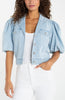 Image of Liverpool Puff Sleeve Cropped Trucker Jacket - Marine Sea