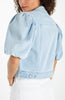 Image of Liverpool Puff Sleeve Cropped Trucker Jacket - Marine Sea