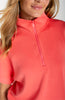 Image of Liverpool Scuba Knit Half Zip Popover Top - Sunset Coral