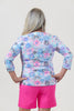 Image of Lulu-B V-Neck Fireworks Print 3/4 Sleeve Top - Multicolor