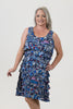 Image of Lulu-B Constitution Print Sleeveless Ruffled Cha Cha Dress - Navy/Multicolor