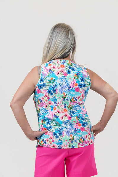 Lulu-B V-Neck Dragonfly Print Tank - Multicolor