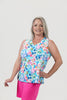 Image of Lulu-B V-Neck Dragonfly Print Tank - Multicolor