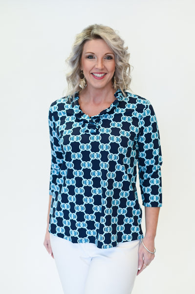 Lulu B Womens crinkled texture top 3/4 sleeves button up baby blue sz  medium