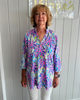 Image of Lulu-B Palm Print Button V-Neck Tunic - Multicolor