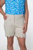 Image of Lulu-B Stretch Cotton Waffle Scalloped Hem Short - Stone