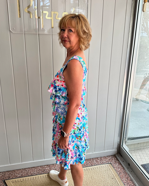 Lulu-B Dragonfly Print Sleeveless Cha Cha Dress - Multicolor