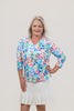 Image of Lulu-B V-Neck Dragonfly Print 3/4 Sleeve Top - Multicolor