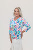 Image of Lulu-B V-Neck Dragonfly Print 3/4 Sleeve Top - Multicolor