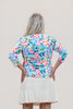 Image of Lulu-B V-Neck Dragonfly Print 3/4 Sleeve Top - Multicolor