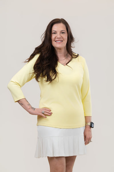 Lulu-B V-Neck 3/4 Sleeve Top - Clear Sunshine