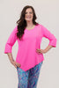 Image of Lulu-B Scoop Neck Point Hem Top - Hot Pink
